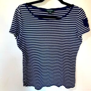 Ralph Lauren Navy Blue And White Stripe Shirt